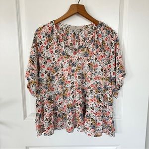 Loft Petite Floral Multicolored Blouse